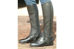 Ovation Childrens Pro Top Grain Ribbed Half Chaps - Brown/Black